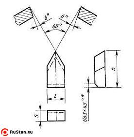 Пластина 11210 Т5К10 (8х20х5) (для резьбовых резцов) фото №1 Пластина 11210 Т5К10 (8х20х5) (для резьбовых резцов) фото №1