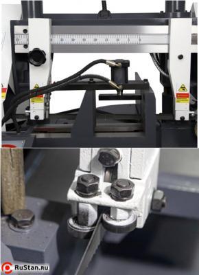 Перпендикулярность полотна обеспечивается за счет направляющих, в которые установлены подшипники. Вылет направляющих можно изменять под размеры заготовки. фото №2 METAL MASTER MGH-300Z фото №2