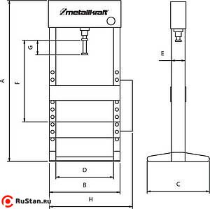 Размеры прессов Metallkraft фото №2 Размеры прессов Metallkraft фото №2